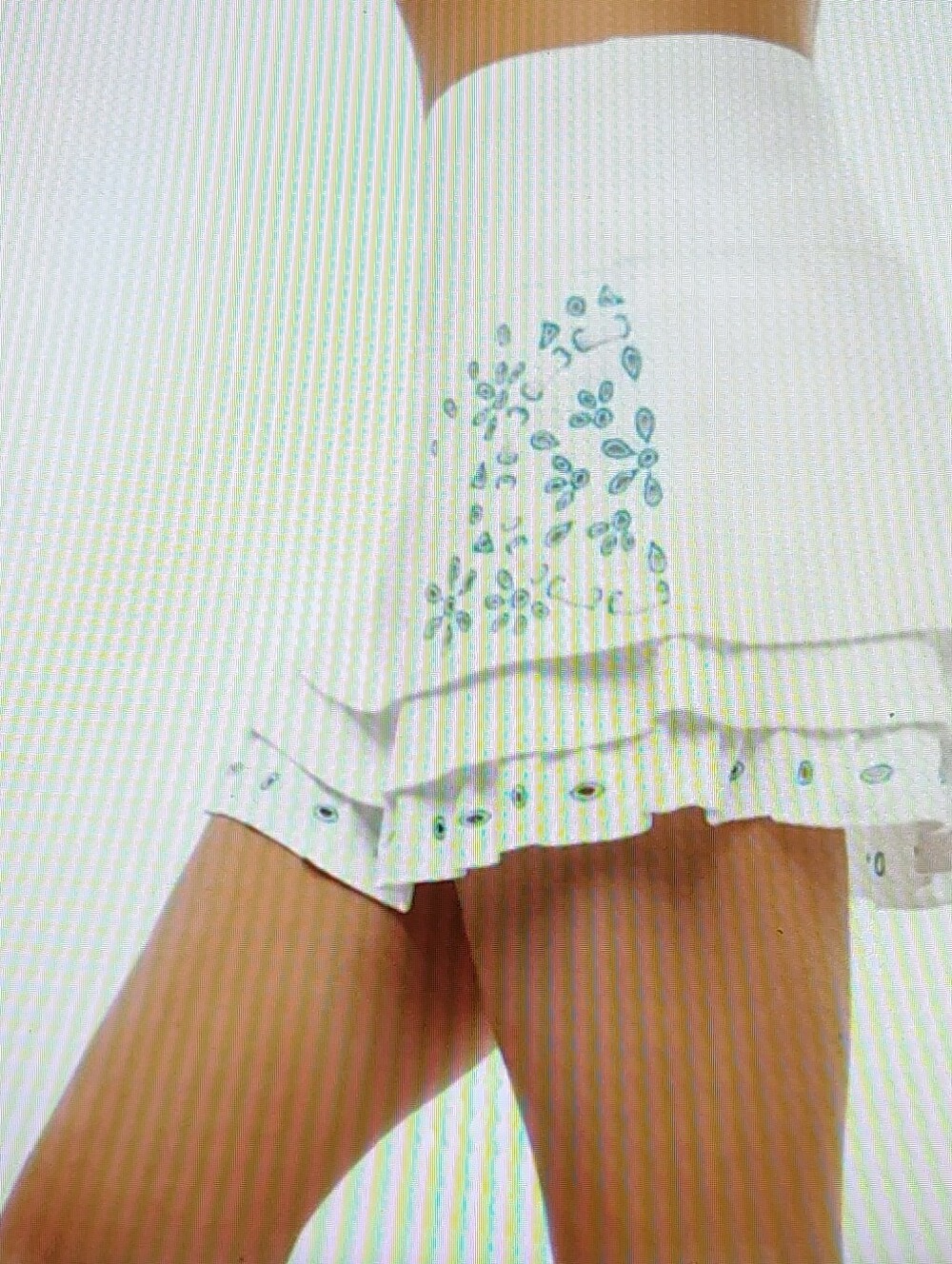 NWT Lucky In Love White Laser Cut Eyelet Aqua Tiered Tennis Activewear Skort XL